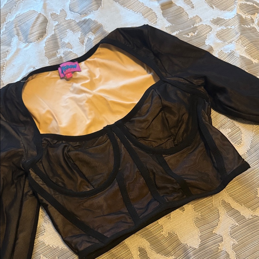 Edikted Black Sheer Crop Top